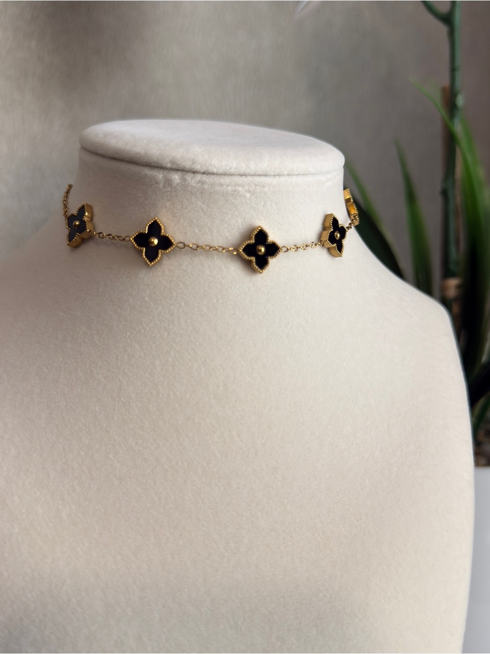 14K Gold Plated Four Leaf Black Clover Bracelet Golden Crystal Bracelet